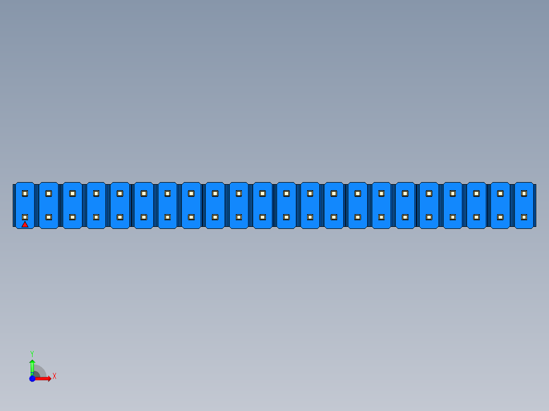 彩色公头100mil（2.54mm）系列-DS1021_blue_2x22p_100mil_Type1_rev1.0前视图