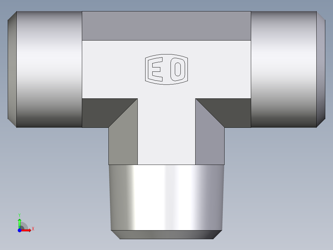 卡套式工业通用硬管接头EO_Male_stud_run_tee_TE14SRCFX前视图
