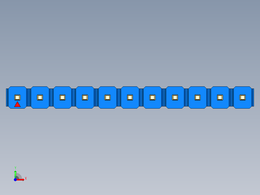 彩色公头100mil（2.54mm）系列-DS1021_blue_1x11p_100mil_Type43_rev1.0前视图