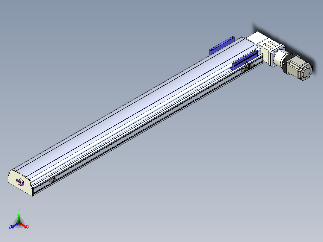 同步带滑台-半封闭B17-L100-S1300-R-P75-D3-N3正等轴测图
