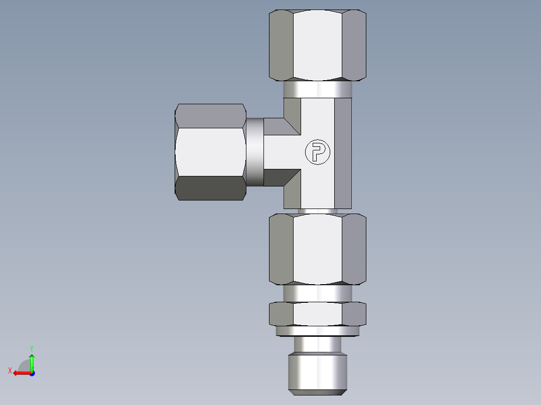 卡套式工业通用硬管接头EO_Assembled_adjustable_standpipe_run_tee_EVL08LM71后视图