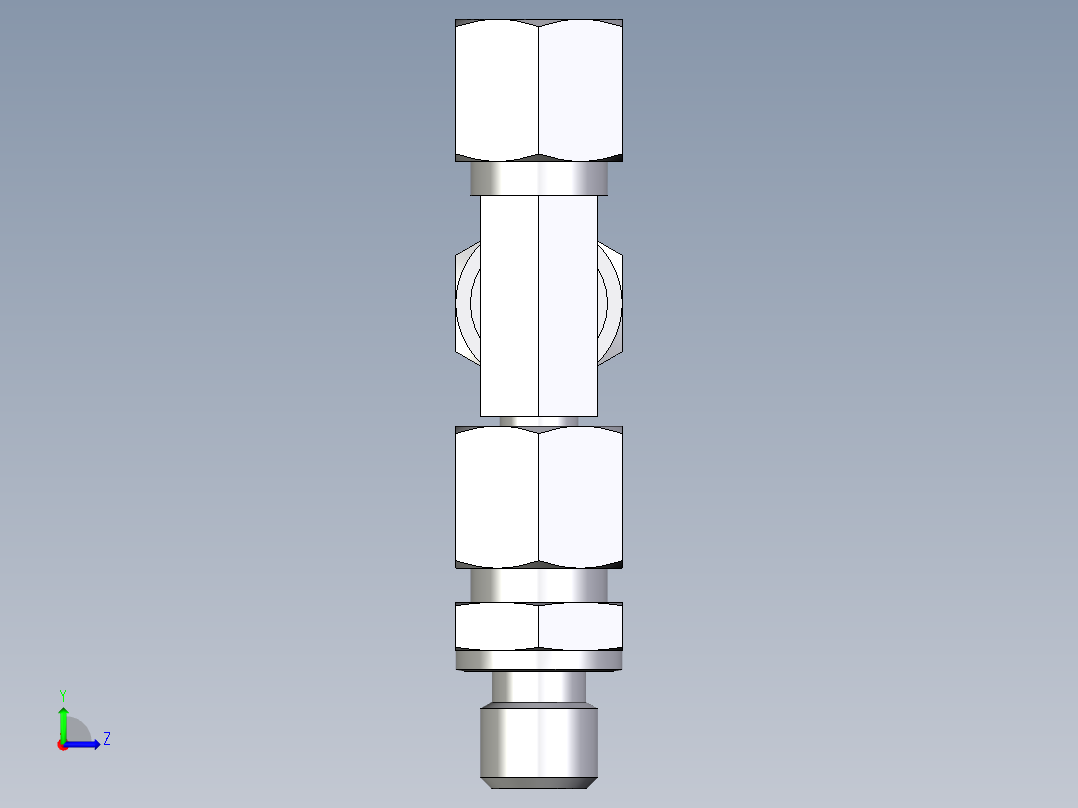 卡套式工业通用硬管接头EO_Assembled_adjustable_standpipe_run_tee_EVL08LM71左视图