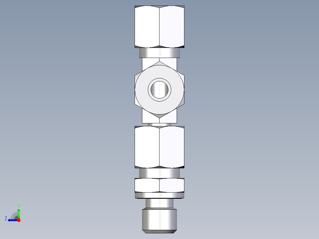 卡套式工业通用硬管接头EO_Assembled_adjustable_standpipe_run_tee_EVL08LM71右视图