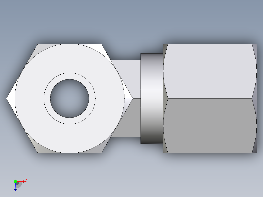 卡套式工业通用硬管接头EO_Assembled_adjustable_standpipe_run_tee_EVL08LM71俯视图