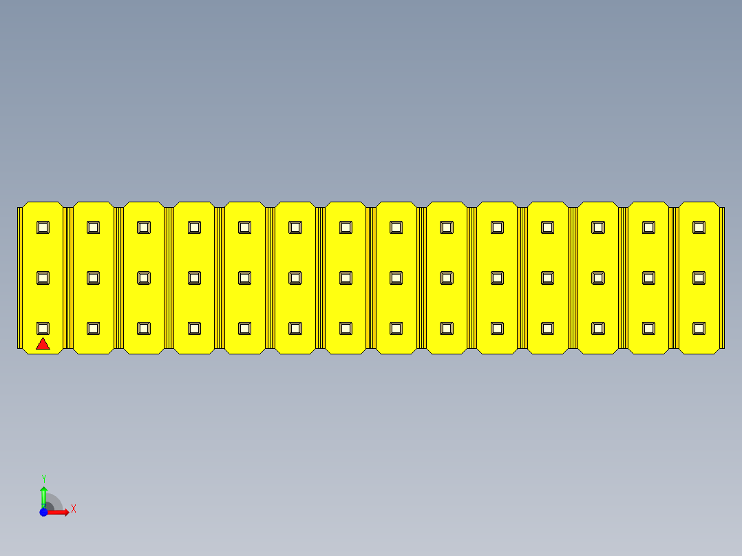 彩色公头100mil（2.54mm）系列-DS1021_yellow_3x14p_100mil_Type1_rev1.0前视图