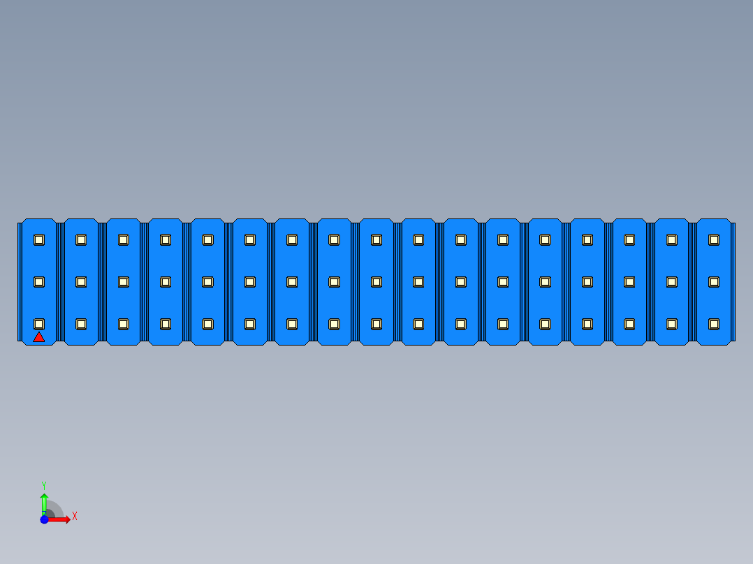 彩色公头100mil（2.54mm）系列-DS1021_blue_3x17p_100mil_Type5_rev1.0前视图