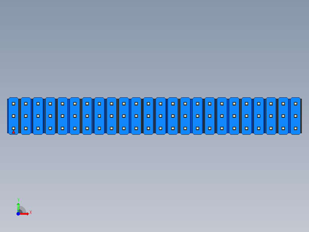 彩色公头100mil（2.54mm）系列-DS1021_blue_3x24p_100mil_Type43_rev1.0前视图