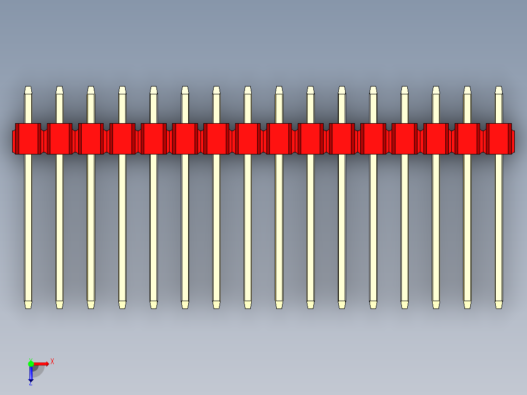 彩色公头100mil（2.54mm）系列-DS1021_red_3x16p_100mil_Type5_rev1.0俯视图
