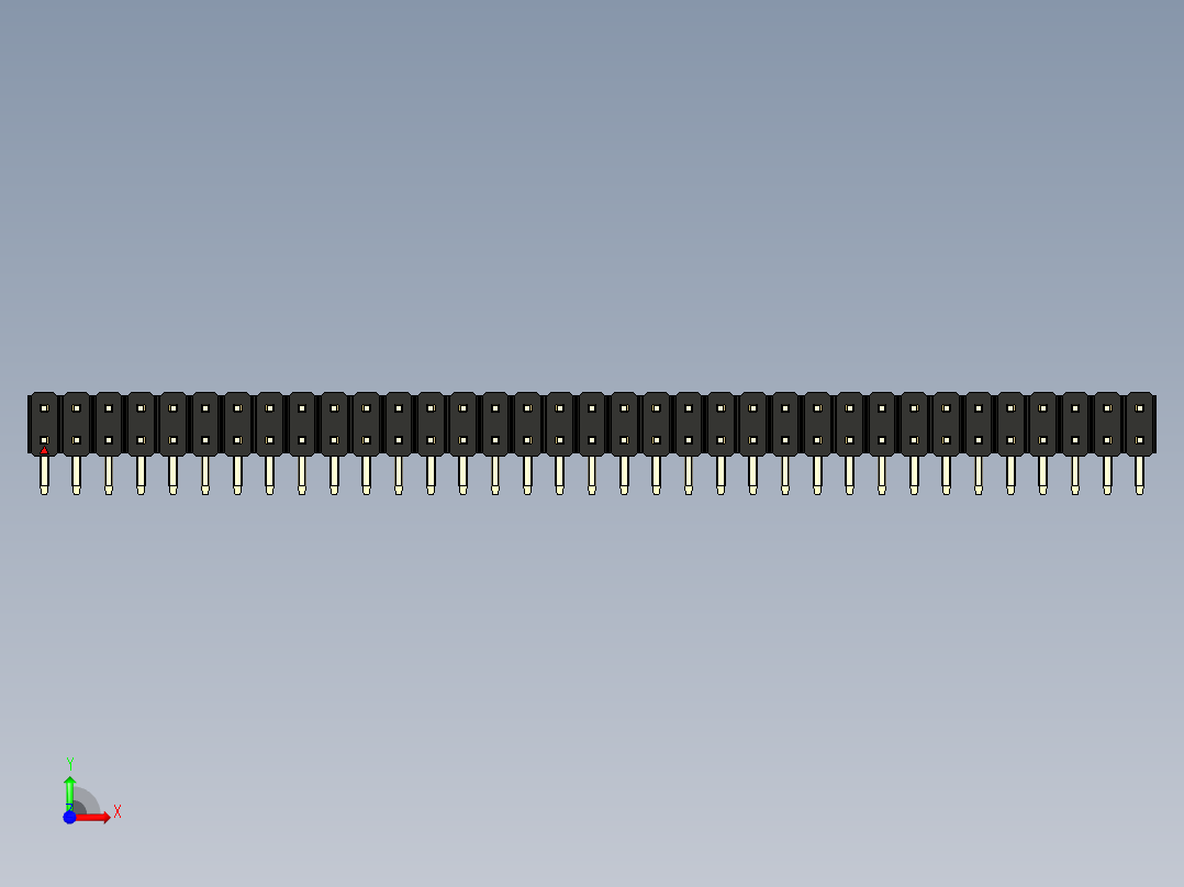 彩色公排针 100mil 2.54mm 系列-DS1022_black_2x35p_100mil_TypeD_rev1.0前视图