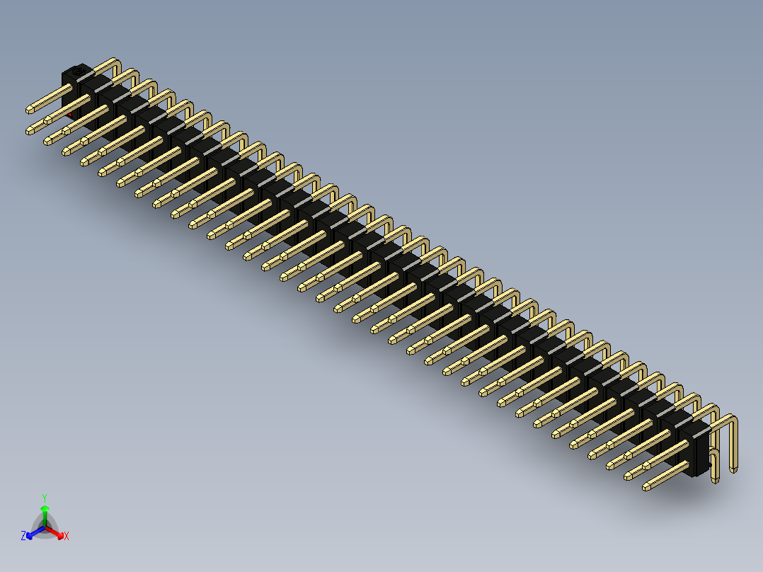 彩色公排针 100mil 2.54mm 系列-DS1022_black_2x35p_100mil_TypeD_rev1.0正等轴测图