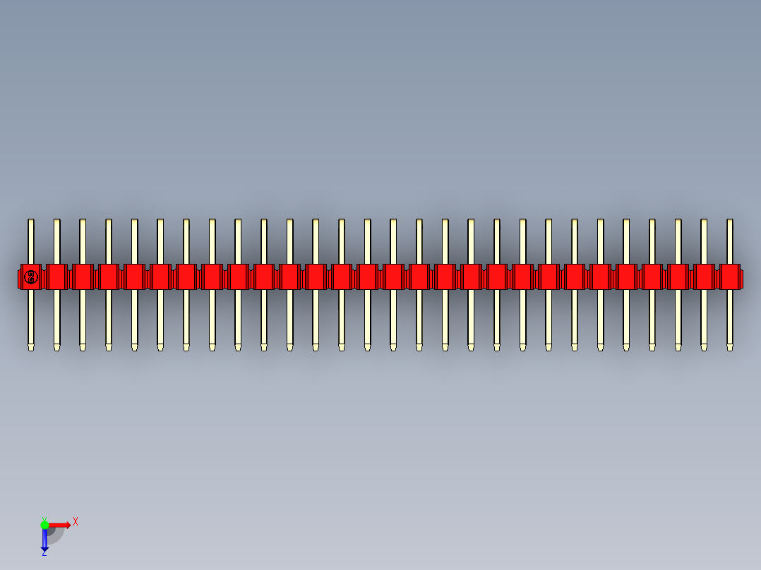 彩色公排针 100mil 2.54mm 系列-DS1022_red_2x28p_100mil_TypeD_rev1.0俯视图