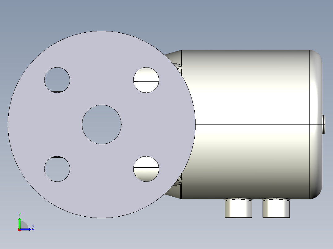 20DKPOAVCP NO 气动隔膜阀常开固定法兰，钻孔ANSI B16.5条款150 FF。面对面根据EN 558-1 PVC-U左视图