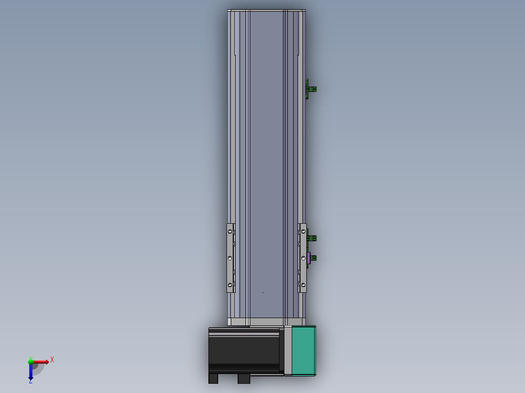 电动滑台模组STM100右上折模型俯视图