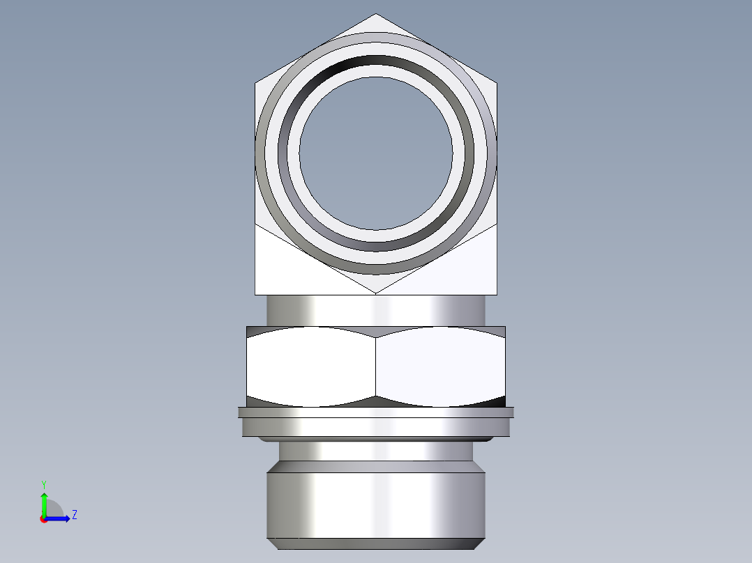 卡套式工业通用硬管接头EO_Adjustable_locknut_branch_tee_TEE22LM27x2OMDCF左视图