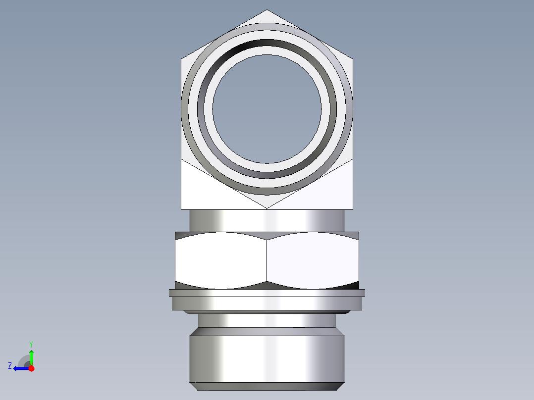 卡套式工业通用硬管接头EO_Adjustable_locknut_branch_tee_TEE22LM27x2OMDCF右视图
