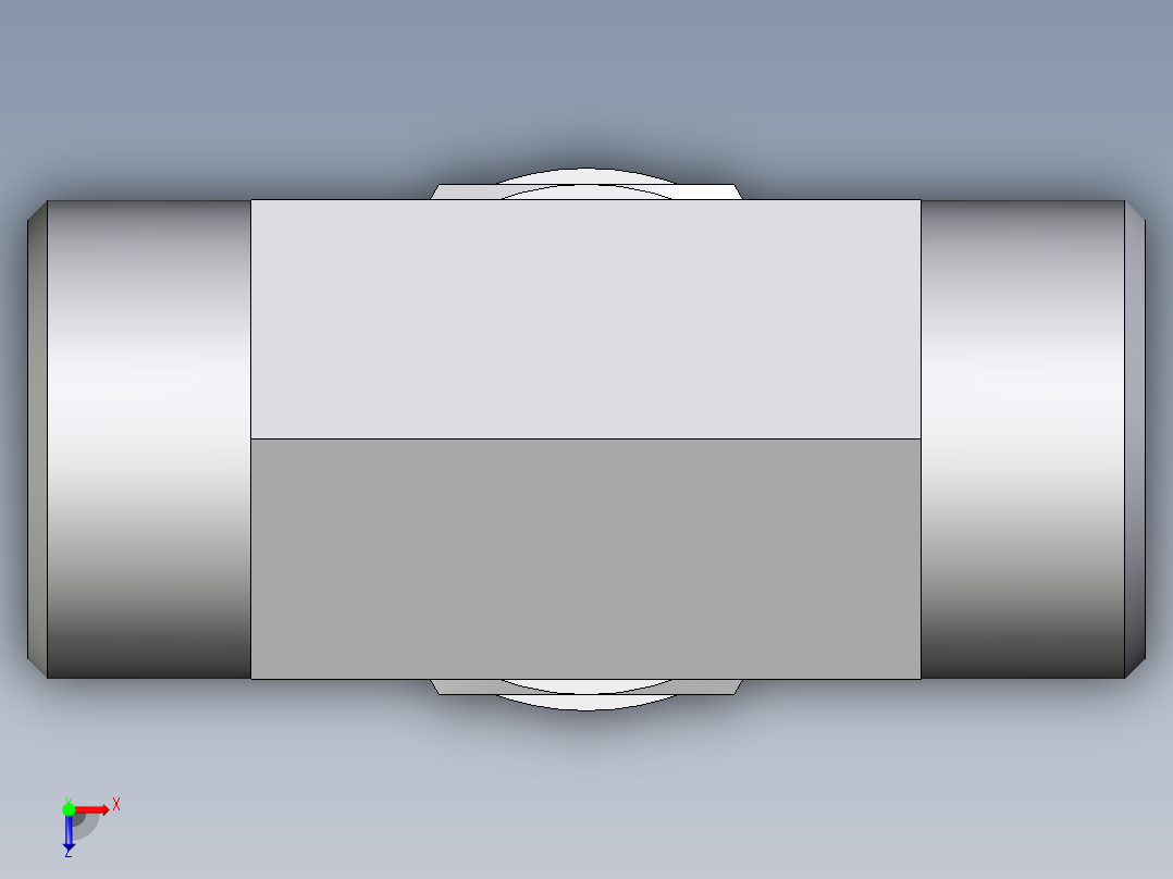 卡套式工业通用硬管接头EO_Adjustable_locknut_branch_tee_TEE22LM27x2OMDCF俯视图