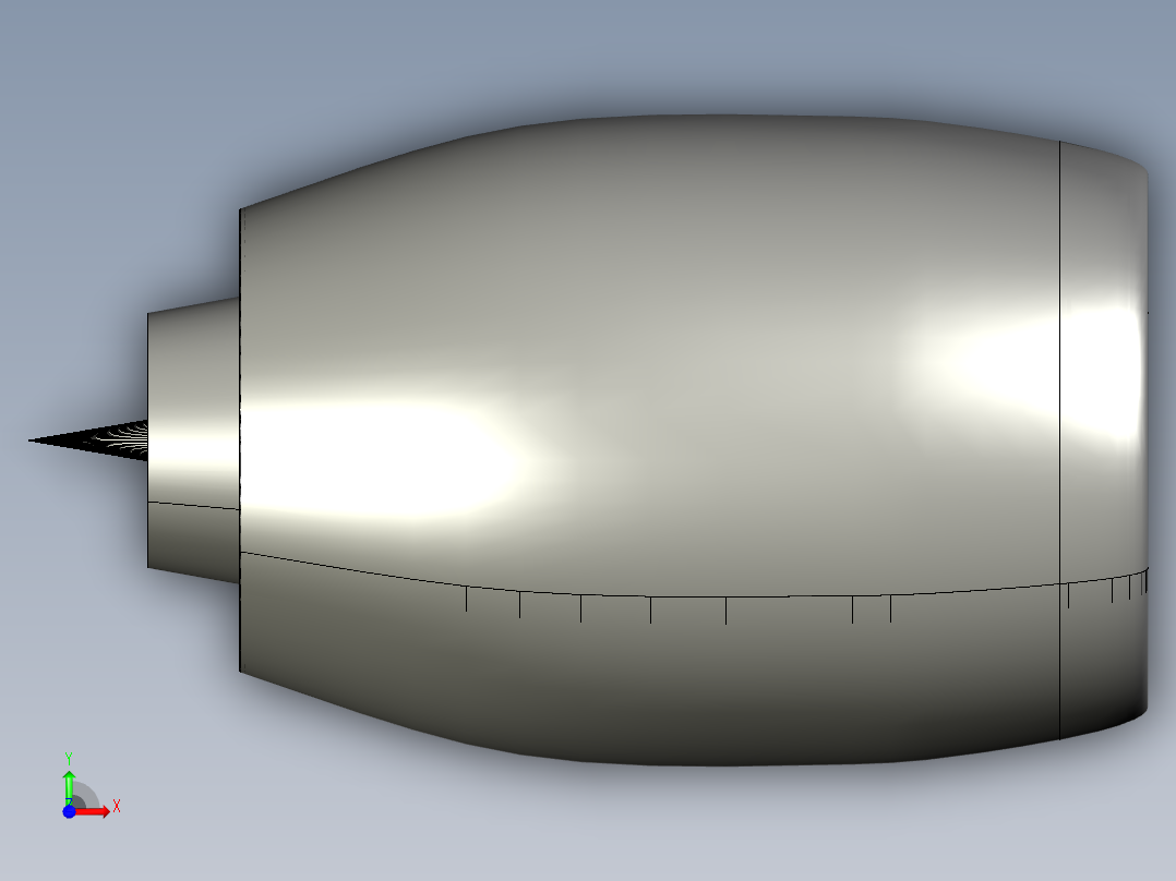 喷气发动机 (TURBOFAN) 设计---模型格式为 stp前视图