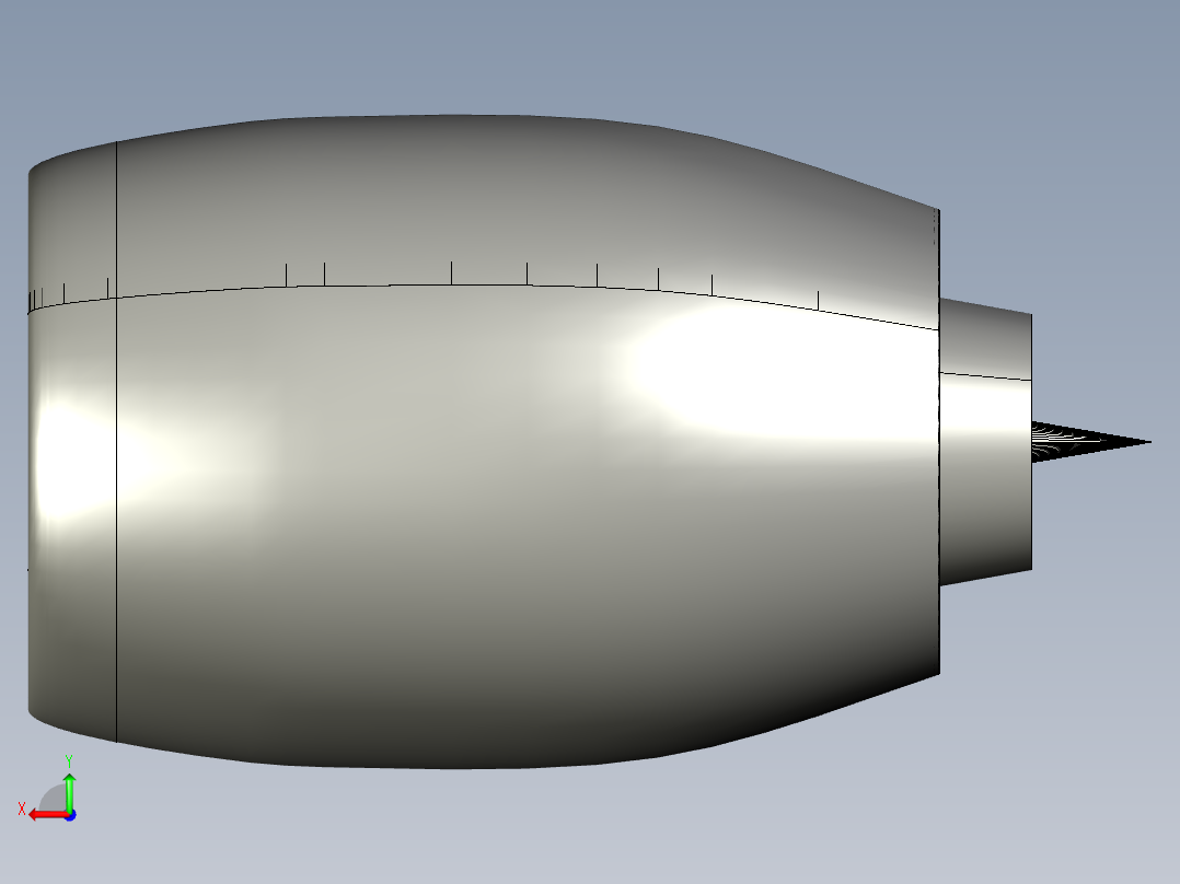 喷气发动机 (TURBOFAN) 设计---模型格式为 stp后视图