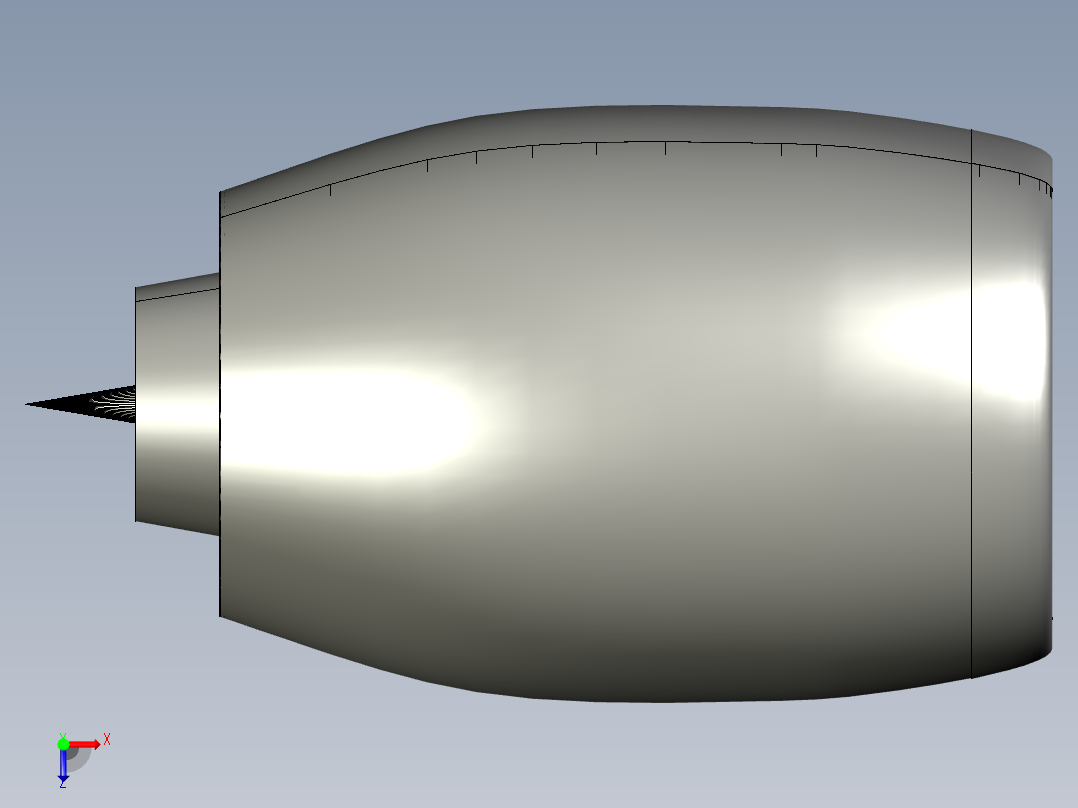 喷气发动机 (TURBOFAN) 设计---模型格式为 stp俯视图