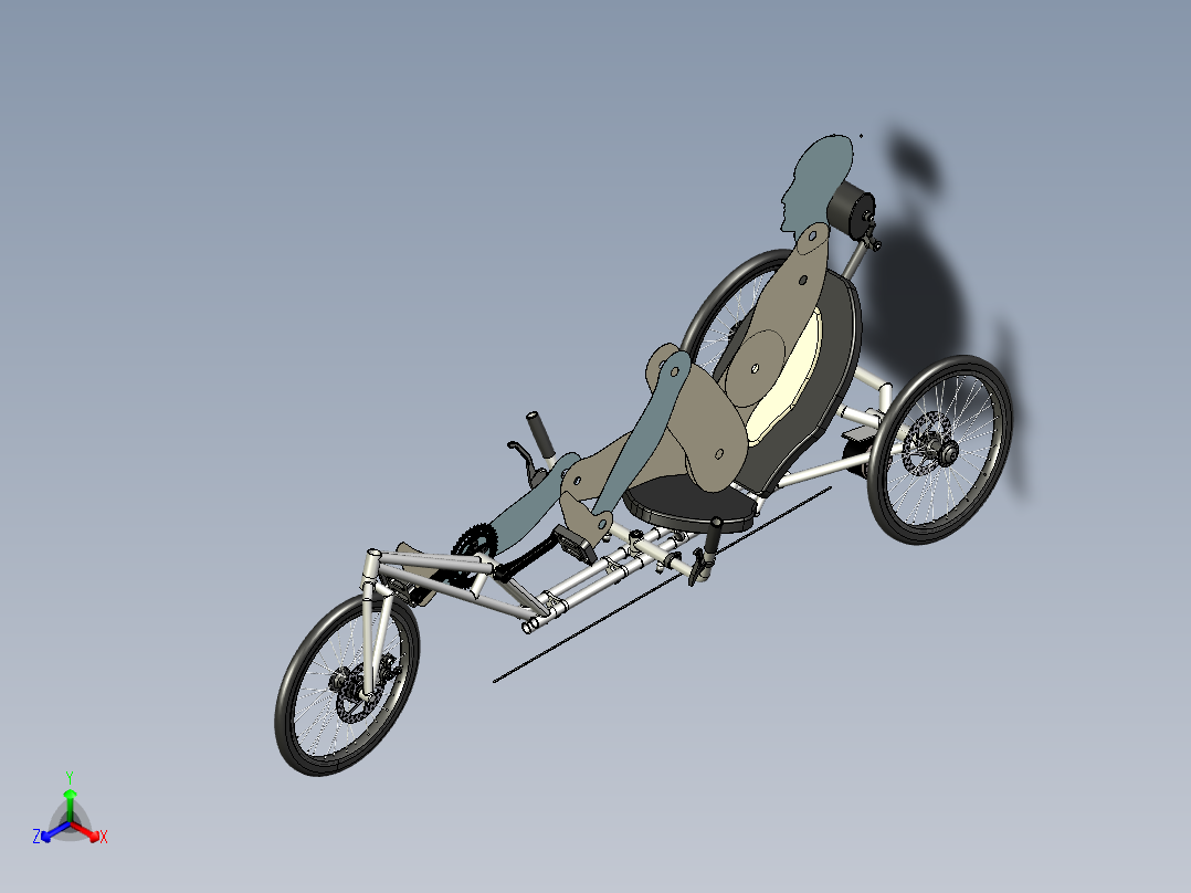 自行车三轮车卧式--stp正等轴测图