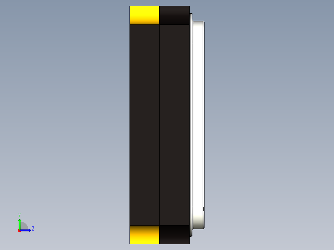 石英晶体SMD封装IQXC-42，尺寸长2mm x宽1,6mm x高0,5mm。用于印刷电路板左视图