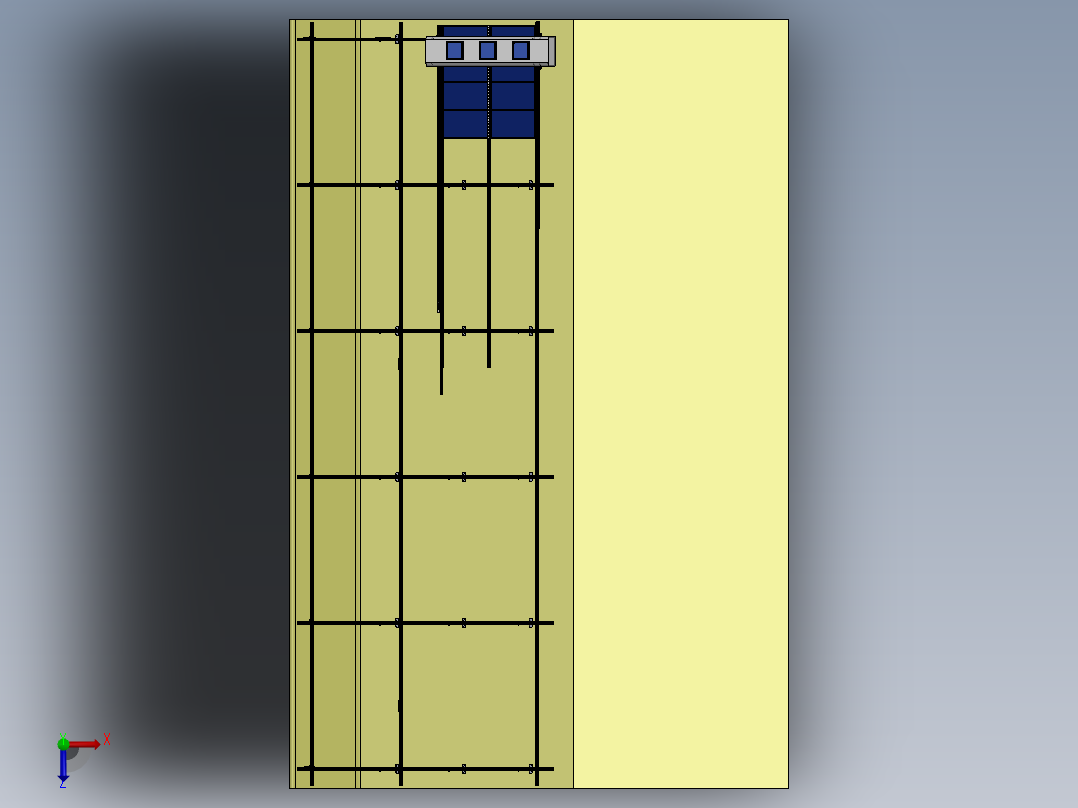光伏电池板清洁机器人三维SW模型俯视图