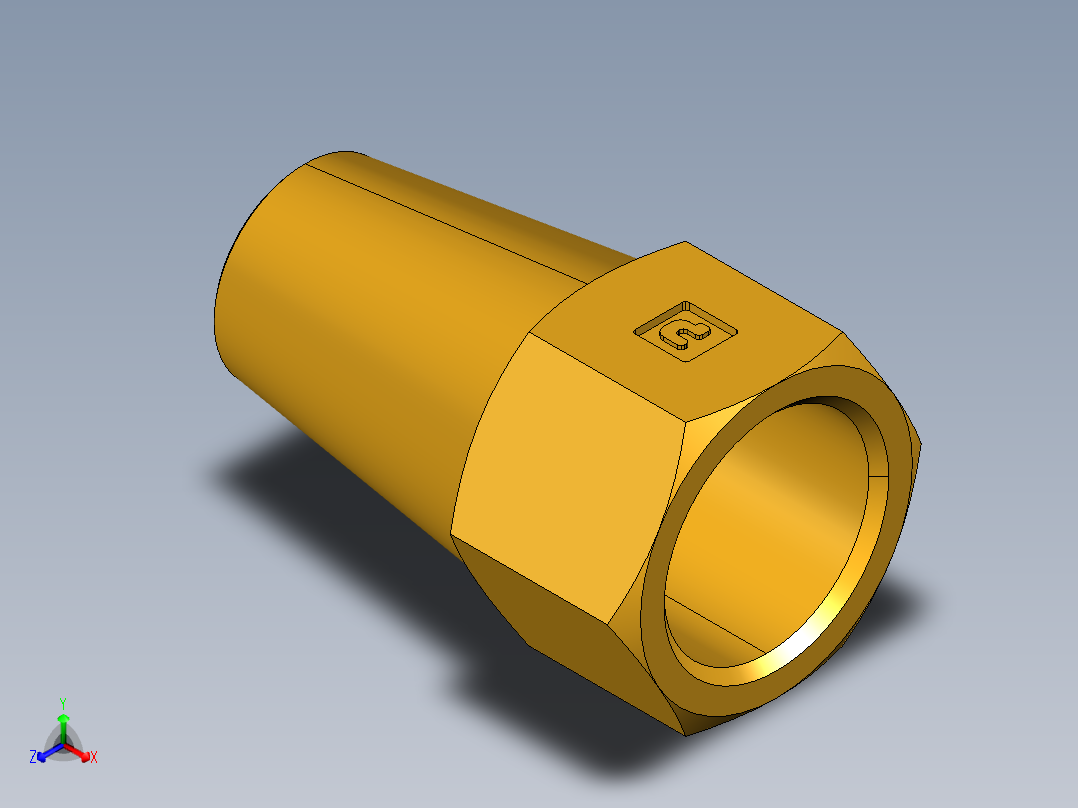 扩口式工业通用硬管接头Long Nut 41FL-6正等轴测图