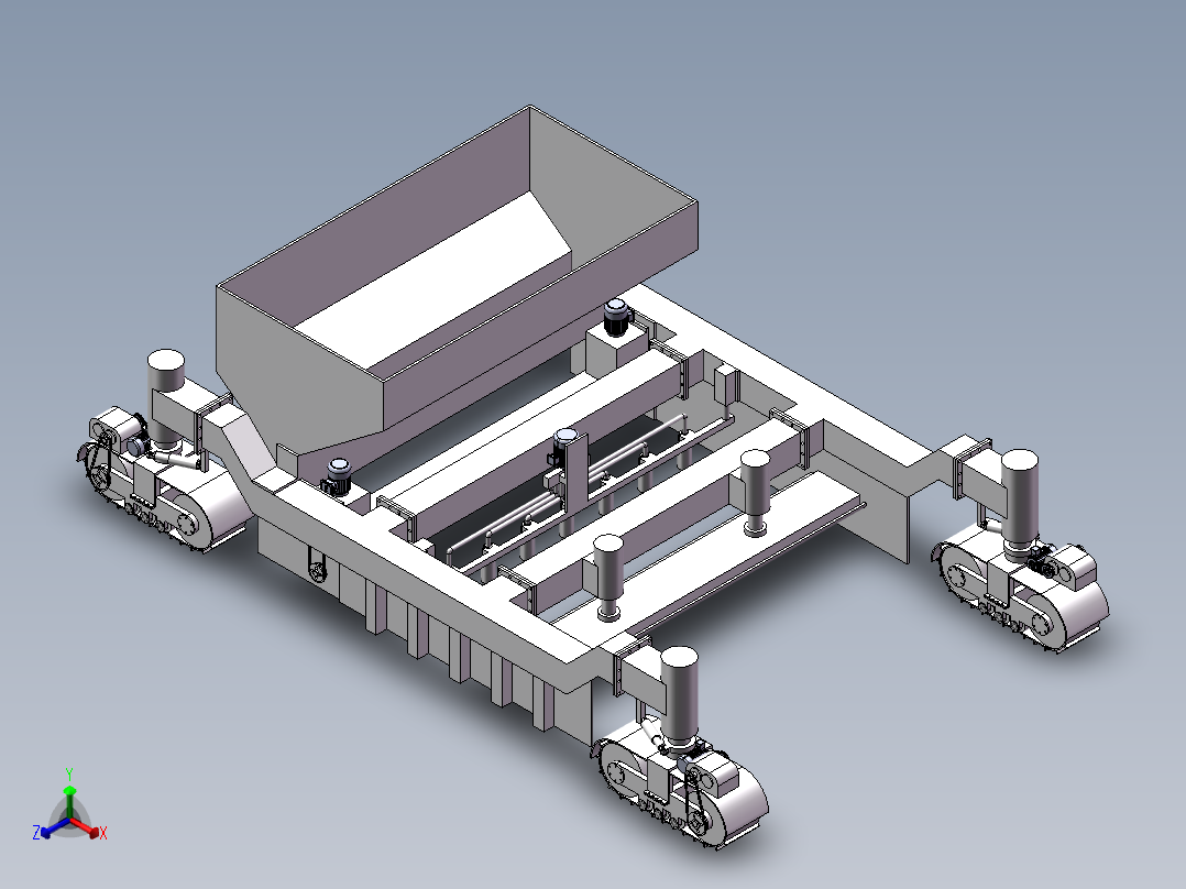 四履带水泥混凝土滑模摊铺机SW三维图865991==300正等轴测图