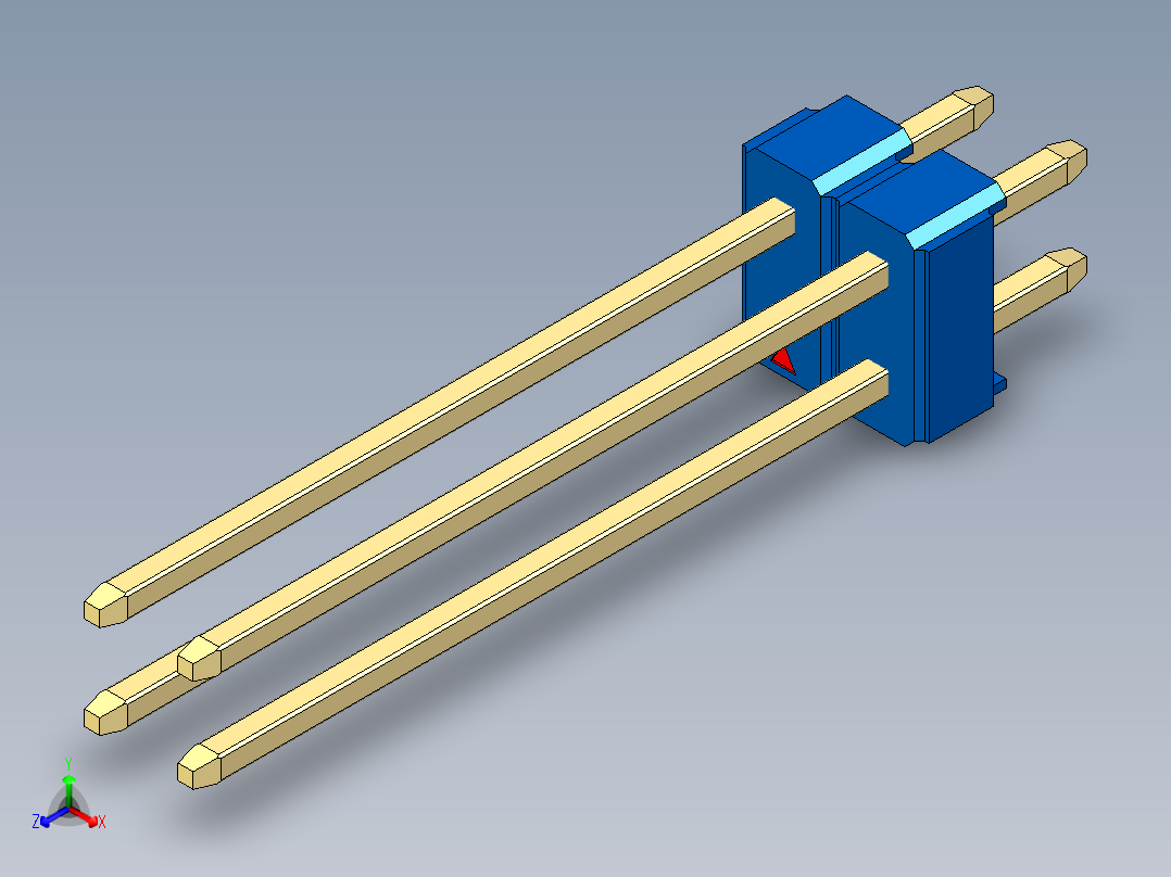 彩色公头100mil（2.54mm）系列-DS1021_blue_2x02p_100mil_Type19_rev1.0正等轴测图