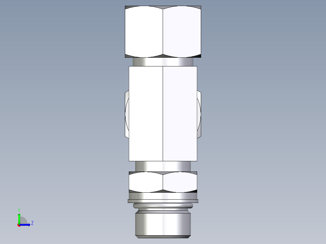 卡套式工业通用硬管接头EO_Adjustable_locknut_run_tee_LEE16ZSMORCF左视图