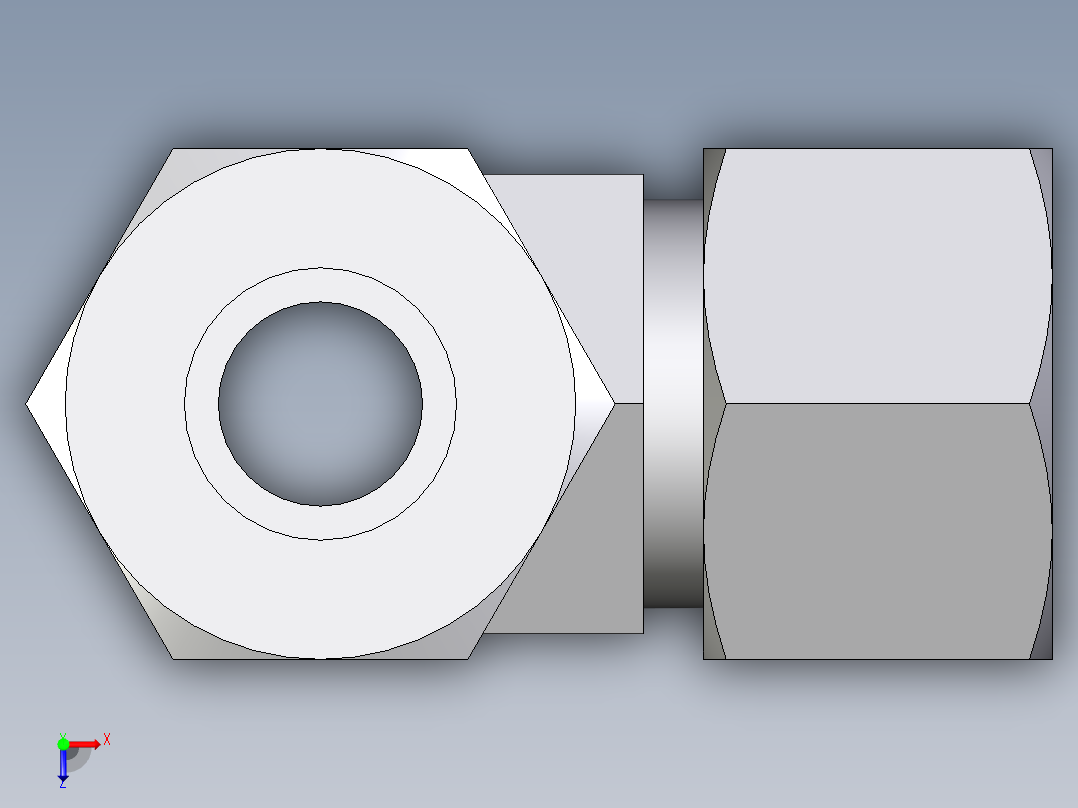 卡套式工业通用硬管接头EO_Adjustable_locknut_run_tee_LEE16ZSMORCF俯视图
