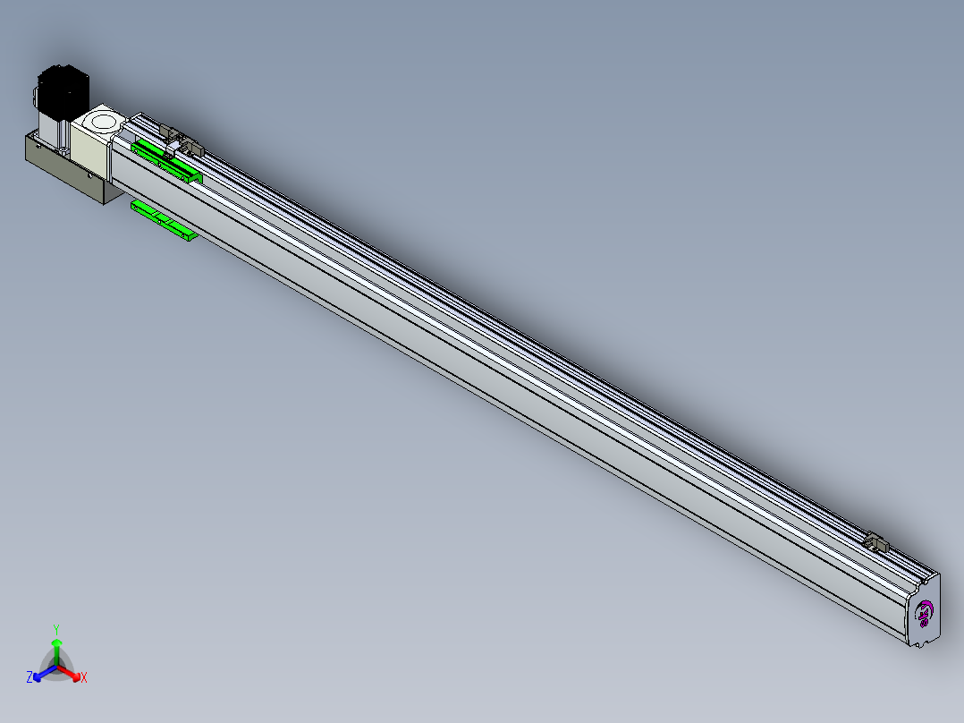 同步带滑台-半封闭B10H-L45-S1300-L-P40-D3正等轴测图