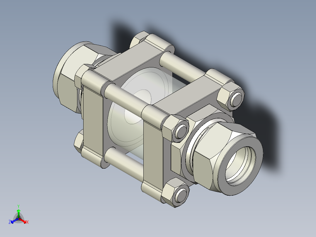 带25毫米Hy-Lok管接头的观察镜正等轴测图