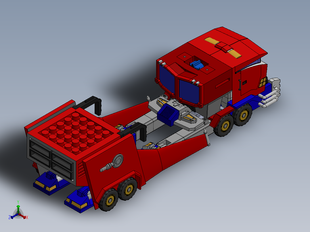 擎天柱机器人车辆切换模式正等轴测图