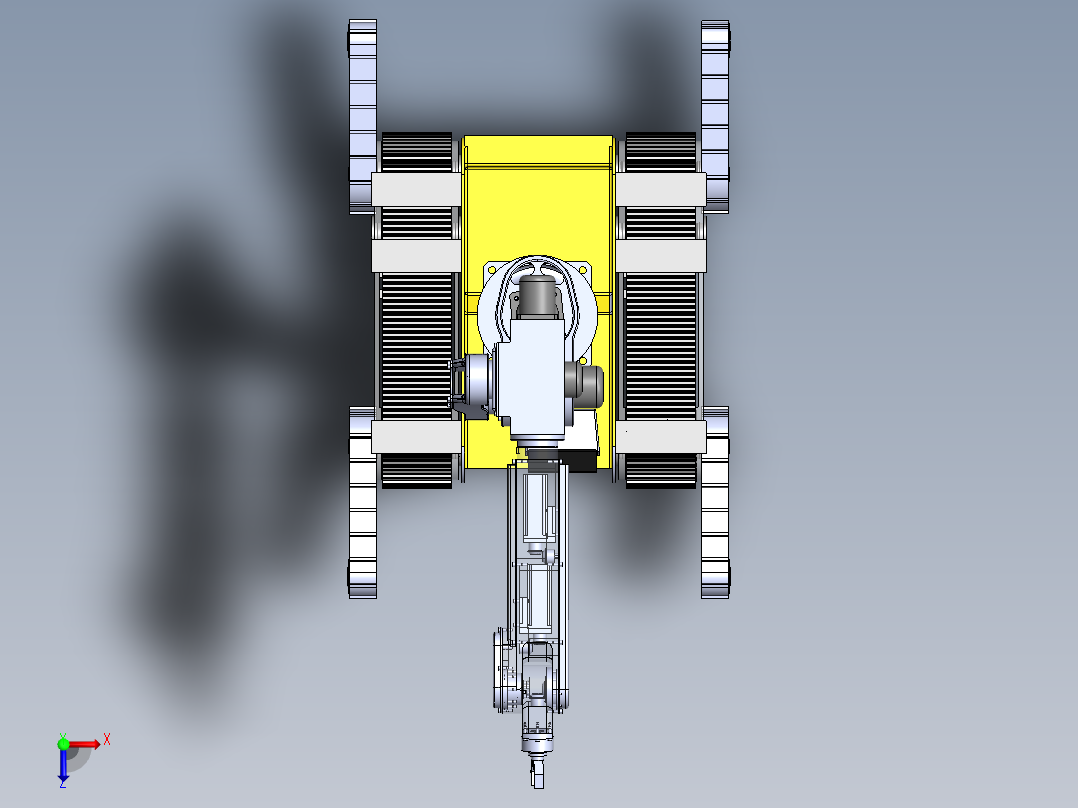 履带救援机器人3d图纸+说明+2d图纸cad 爬楼救援履带机器人3d模型俯视图