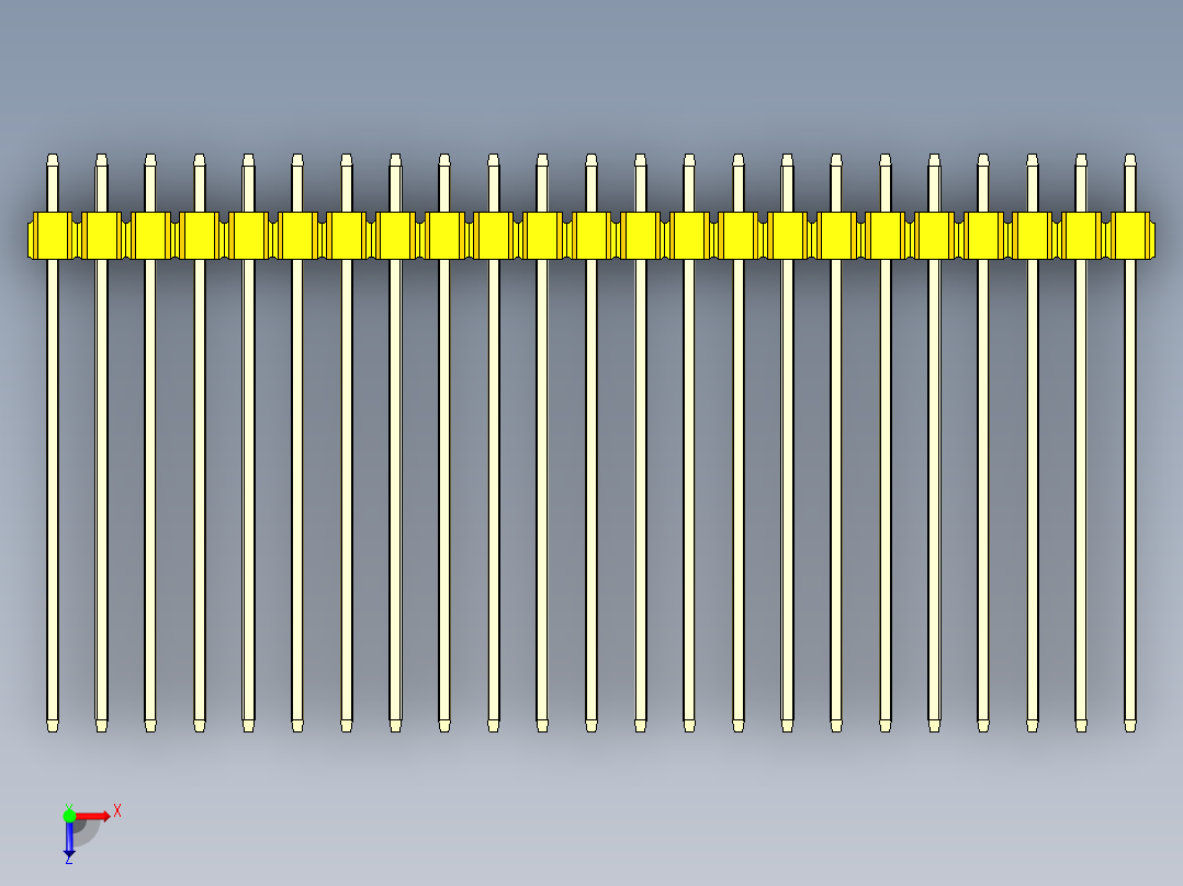 彩色公头100mil（2.54mm）系列-DS1021_yellow_1x23p_100mil_Type43_rev1.0俯视图