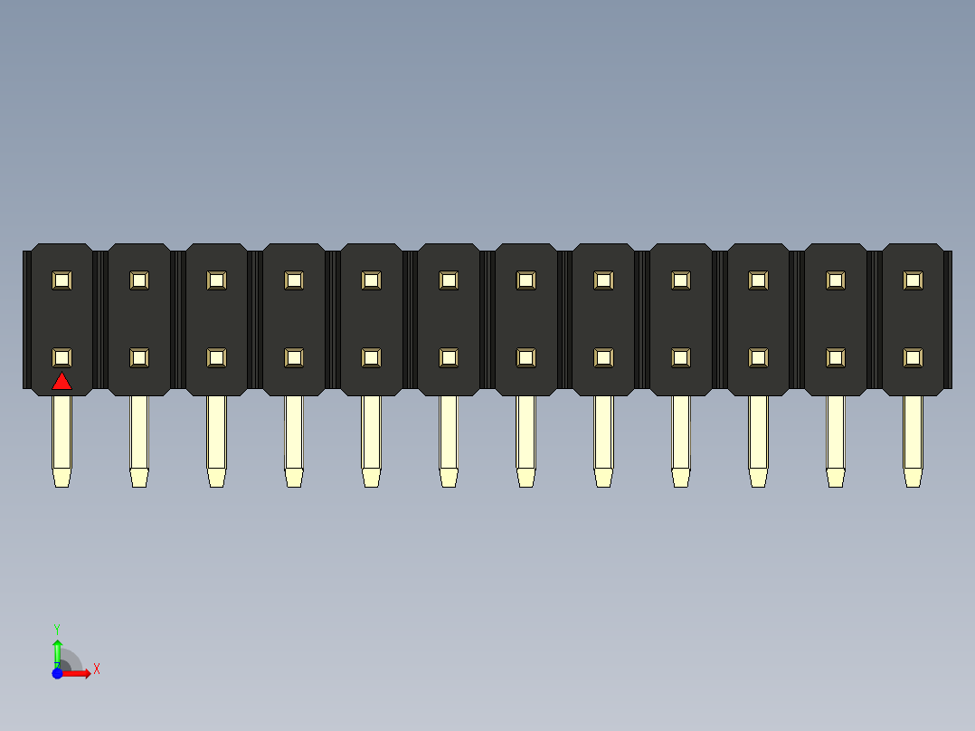 彩色公排针 100mil 2.54mm 系列-DS1022_black_2x12p_100mil_TypeD_rev1.0前视图
