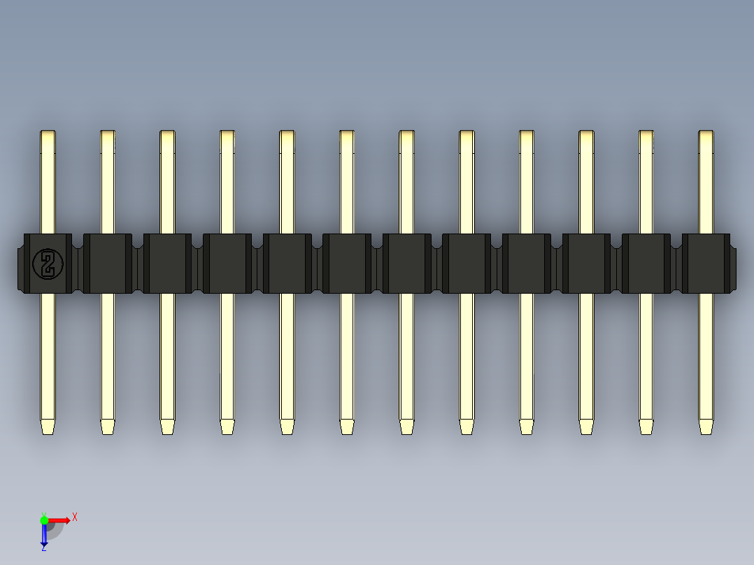 彩色公排针 100mil 2.54mm 系列-DS1022_black_2x12p_100mil_TypeD_rev1.0俯视图