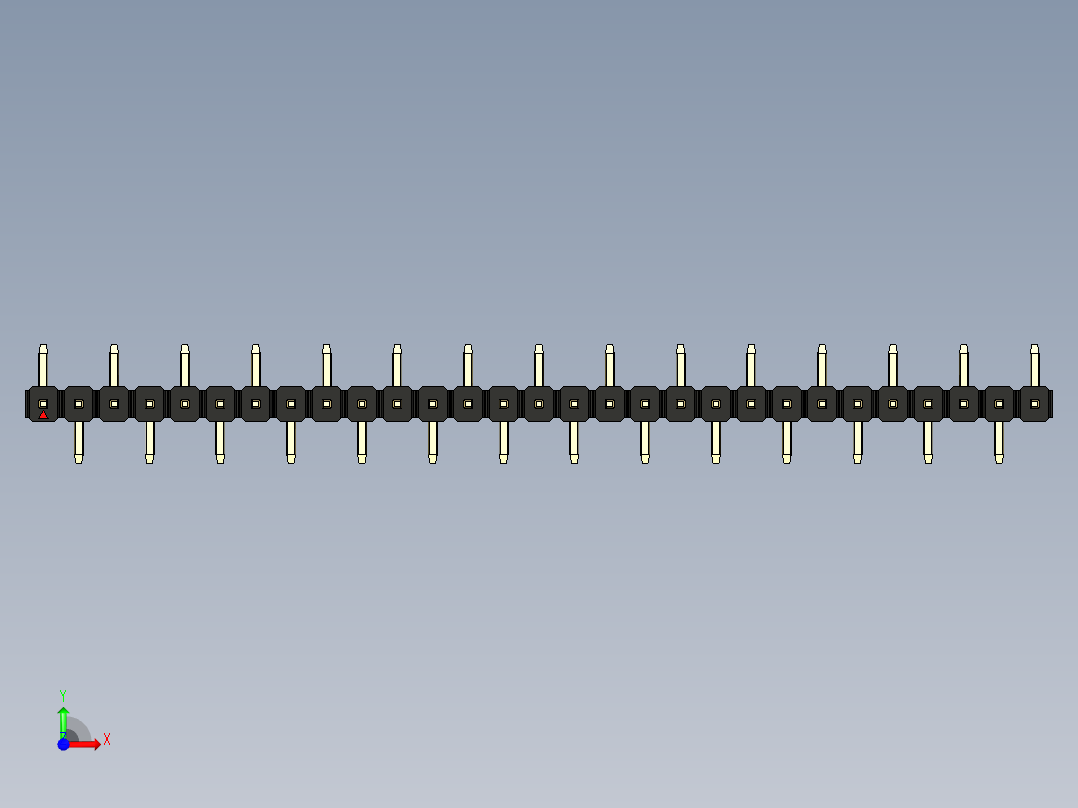 彩色公排针 100mil 2.54mm 系列-DS1022_black_29p_100mil_Type_SMT_R1_rev1.0前视图