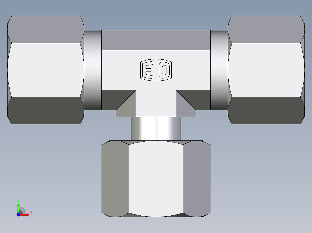卡套式工业通用硬管接头EO_Standpipe_branch_tee_EVT10LCF前视图