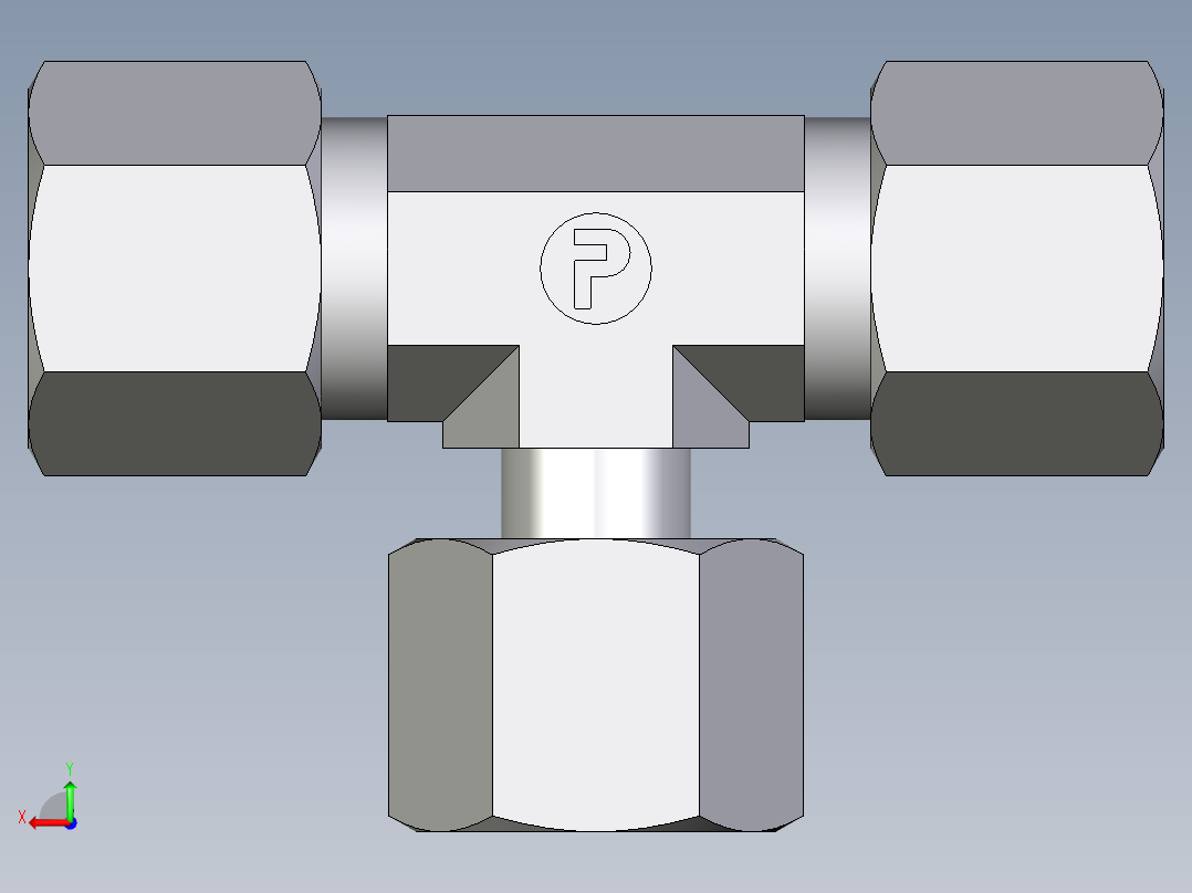 卡套式工业通用硬管接头EO_Standpipe_branch_tee_EVT10LCF后视图
