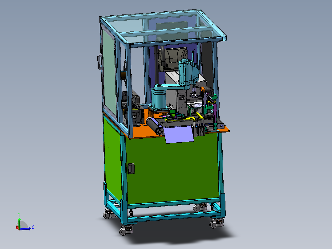 四轴<span style='color: red'>机器人</span>贴标机sw18可编辑