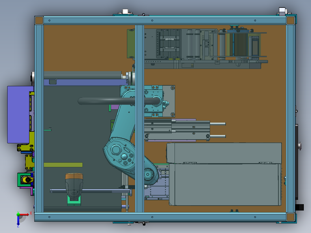 四轴机器人贴标机sw18可编辑俯视图