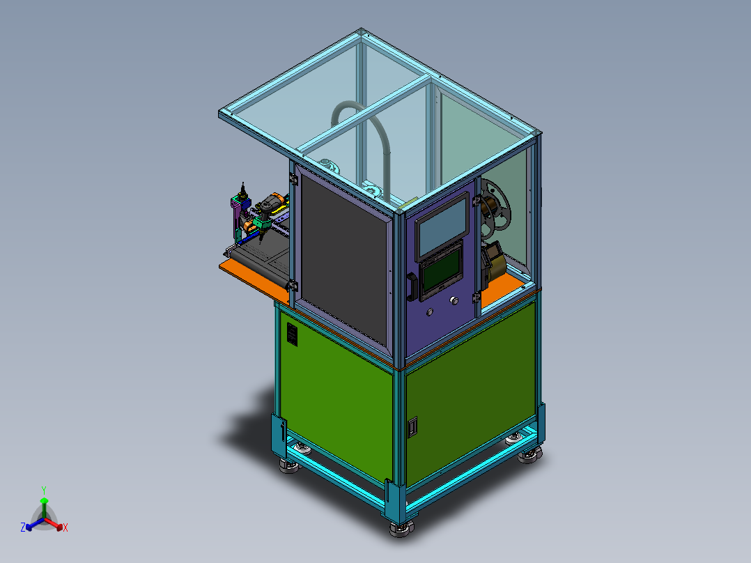 四轴机器人贴标机sw18可编辑正等轴测图