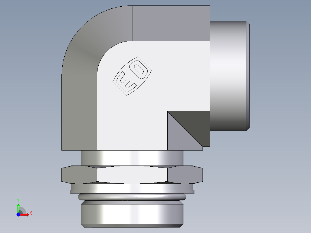 卡套式工业通用硬管接头EO_Adjustable_Locknut_elbow_WEE35LMOROMDCF前视图