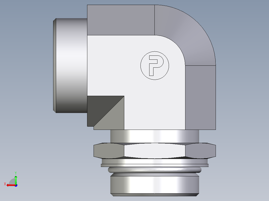 卡套式工业通用硬管接头EO_Adjustable_Locknut_elbow_WEE35LMOROMDCF后视图