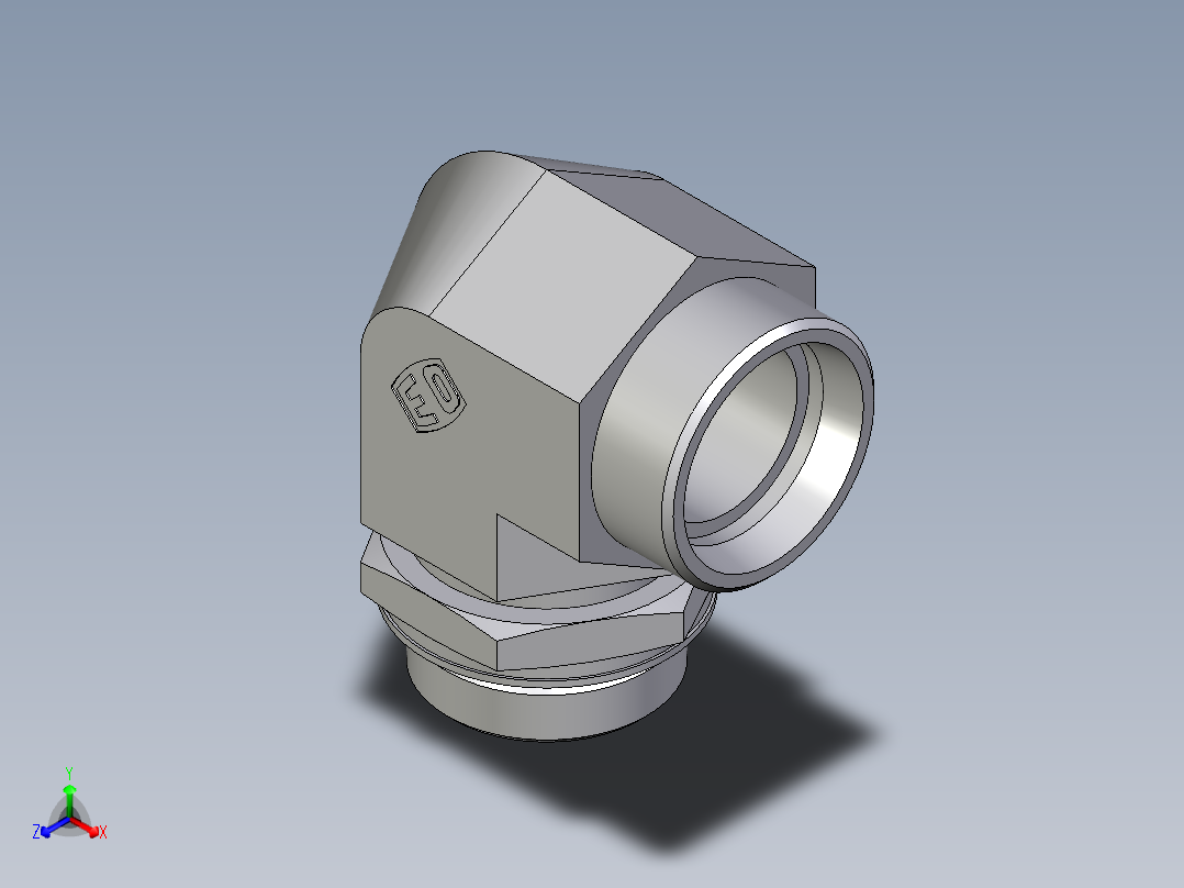 卡套式工业通用硬管接头EO_Adjustable_Locknut_elbow_WEE35LMOROMDCF正等轴测图