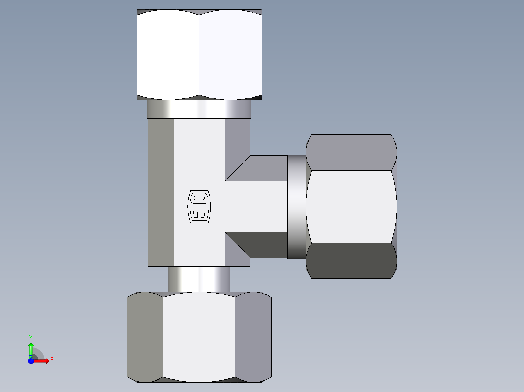 卡套式工业通用硬管接头EO_Standpipe_run_tee_EVL12SCF前视图