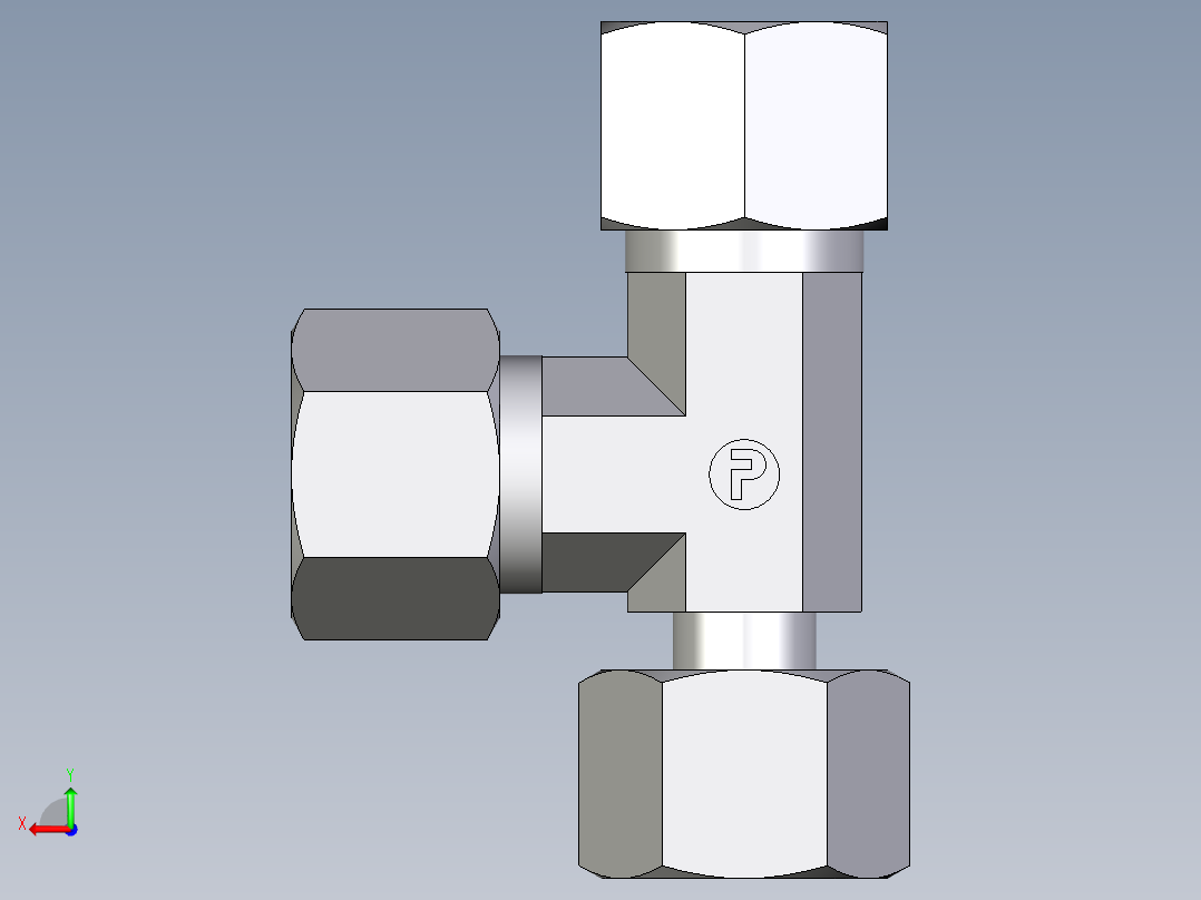 卡套式工业通用硬管接头EO_Standpipe_run_tee_EVL12SCF后视图