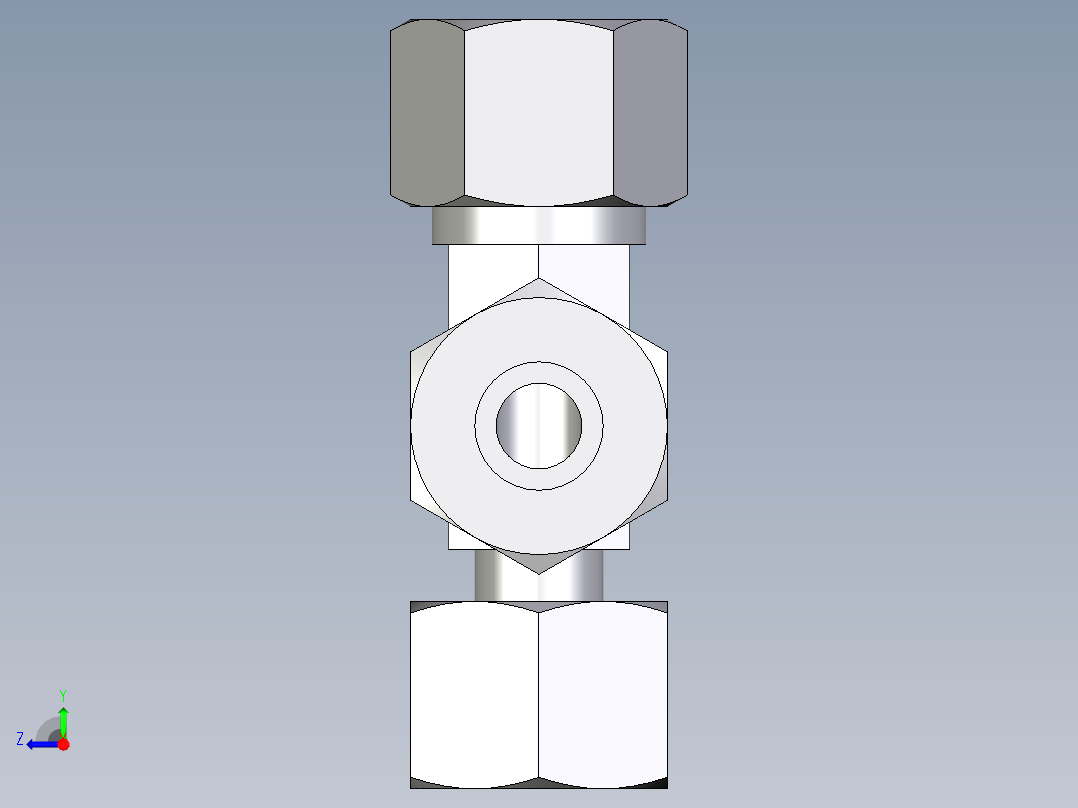 卡套式工业通用硬管接头EO_Standpipe_run_tee_EVL12SCF右视图